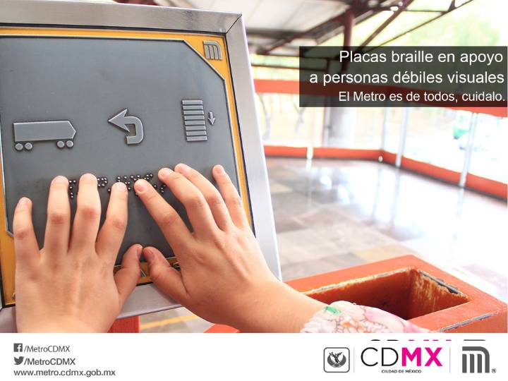 Sistema de señaletica inclusiva clase braile en el metro de la ciudad de mexico (CDMX)