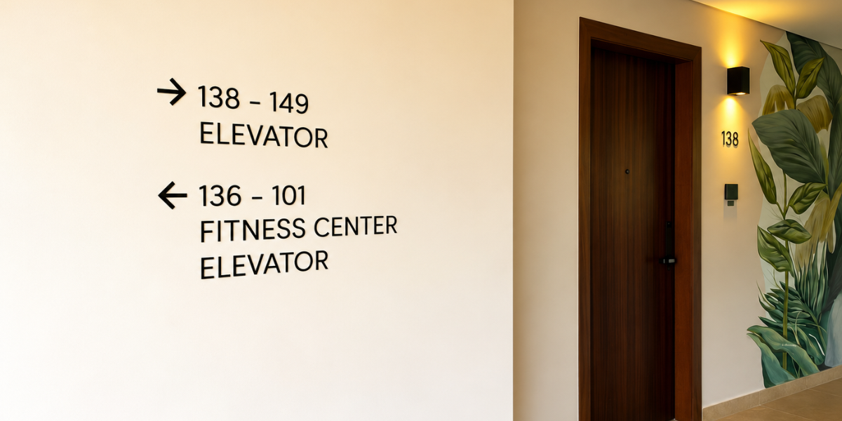 Letras individuales en PVC personalizadas para logotipo comercial instalado en pared.
